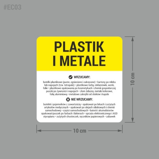 Nálepka na košík - Plast a kovy 10x10