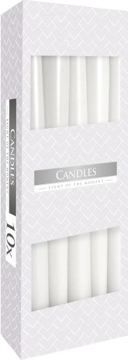 BISPOL stolové sviečky kónické, BIELE, 10 ks.