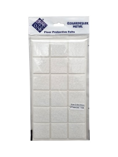 Plstené podložky na biele stoličky 3,5 x 3,5 cm - 18 ks.