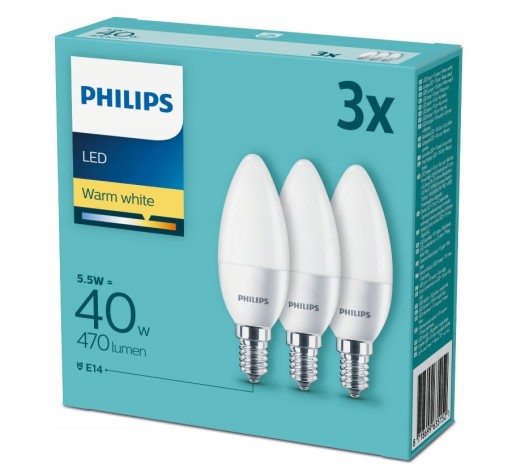 Philips E14 LED žiarovky 470lm A+ 3 kusy