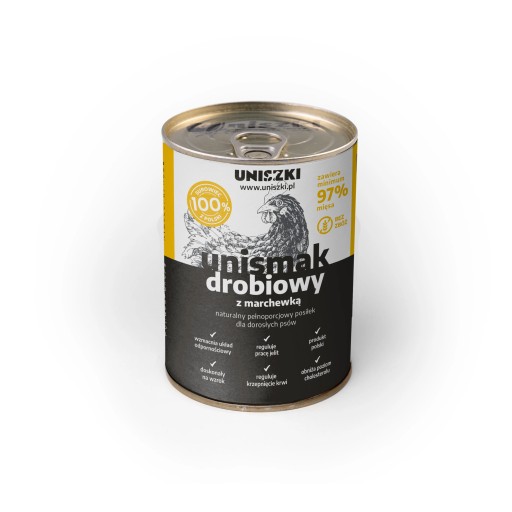 UNIsmak Vlhké KRMIVO PRE PSOV, hydina s mrkvou, KONZERVY 410g UNISZKI