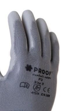 OCHRANNÉ PRACOVNÉ RUKAVICE ŠEDÉ KONŠTRUKČNÉ RUKAVICE PROOF PU 10 - 10 párov