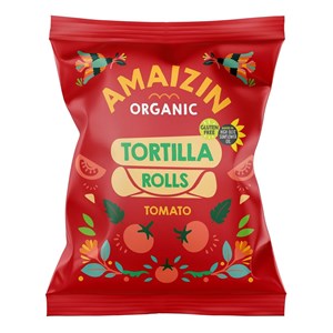 KUKURIČNÉ CHIPS ROLKY S PRÍCHUŤOU RAJČINKY, BEZLEPKOVÉ BIO 100 g - AMAI
