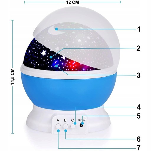 Nočná lampa hviezda projektor guľa detská izba LXM261