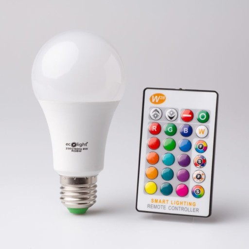 Farebná E27 8W RGB teplá LED žiarovka s diaľkovým ovládaním