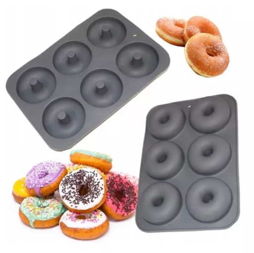 SILIKÓNOVÁ FORMA 6 DONUTOVÝCH PNEUMATÍK CUBBIN MOL NA DONUTY S OTVOROM NA DONUTY