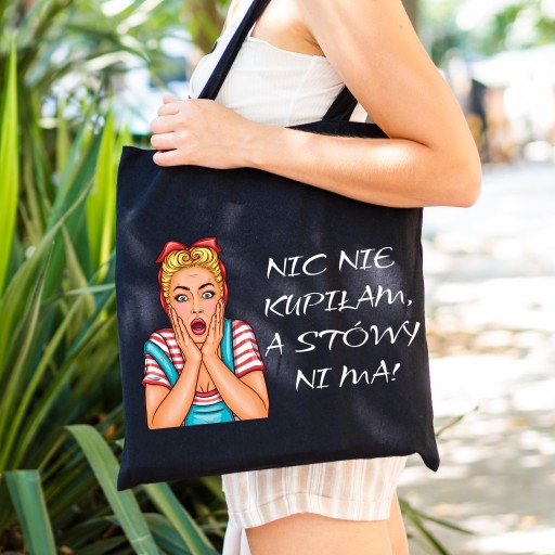 Nákupná taška Cotton Shopper s potlačou čiernej farby ako darček