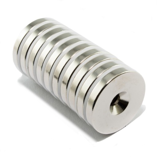 NEODYMOVÝ MAGNET 20x3 S OTVOROM - 4 ks + SKRUTKY