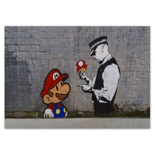 Samolepky A5 LEVEL Banksy Mushroom Man Polícia