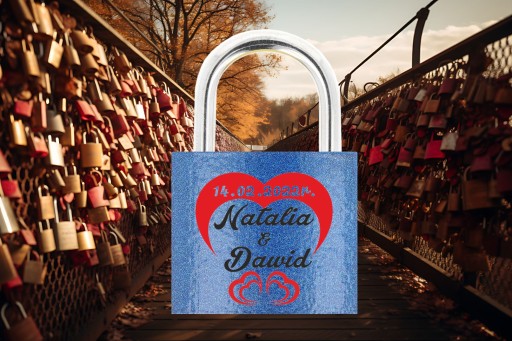 Zamilovaný visiaci zámok so SRDCOM pre most s tlačenými menami Valentín pre zamilovaných
