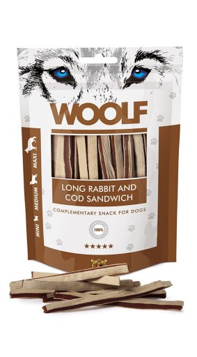 WOOLF Rabbit Polloch Sandwich Rabbit 100g Vlnené pochúťky pre králikov