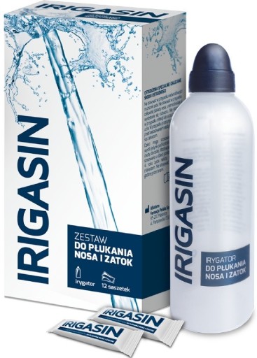 IRIGASIN súprava na výplach nosa a dutín, výplachová fľaša + 12 vrecúšok