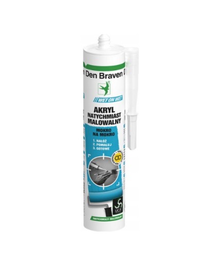 Den Braven Acrylic okamžite natierateľný mokrým bielym mokrým na mokro 300 ml