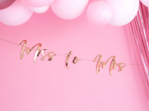 Banner Miss to Mrs, ružové zlato, 18x76cm