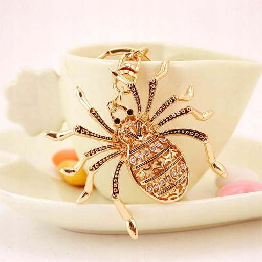 KEYRING Kľúčenka Spider, zlatá, zirkóny