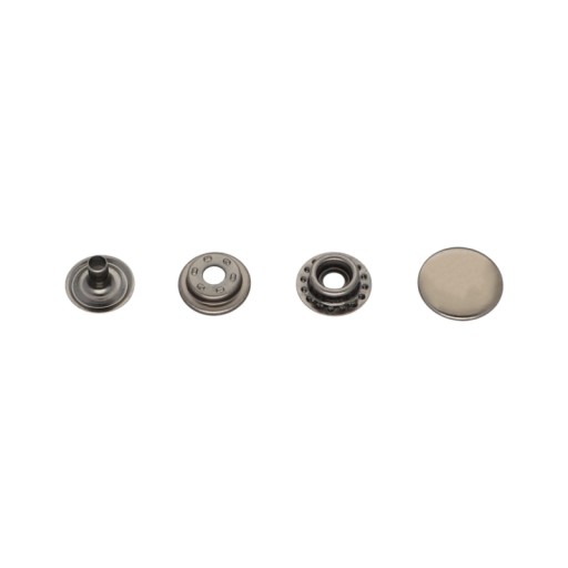Kovové patentky, 10 sád, čierne, 12,5 mm