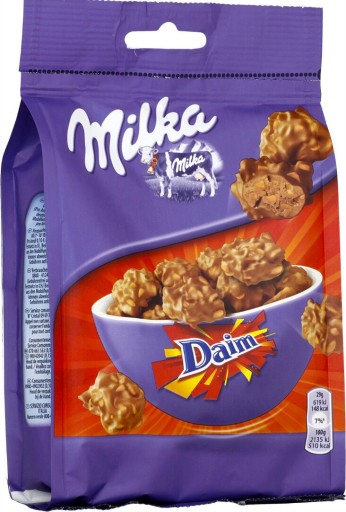 Milka Daim čokoládové vločky s karamelovou mliečnou čokoládou 145g