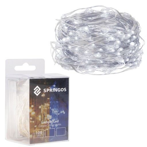 100 LED DRÔTOV SVIETLA NA VIANOČNÝ STROMČEK, STUDENÁ BIELE, MIKRO BATÉRIE