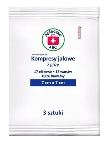 Sterilné gázové obklady, 7 x 7 cm, 3 kusy (ABC súprava prvej pomoci)