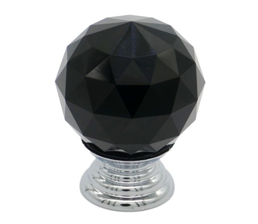Krištáľový nábytkový gombík, krištáľový chróm, čierny Fi30mm H-41mm - GKS003 AMIX