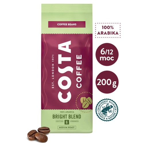 COSTA Bright Blend Stredná zrnková káva 200g