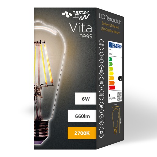 E27 LED FILAMENT EDISON RETRO DEKORATÍVNA 6W žiarovka