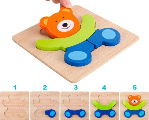 Náučné drevené puzzle kocky pre deti 15-15M