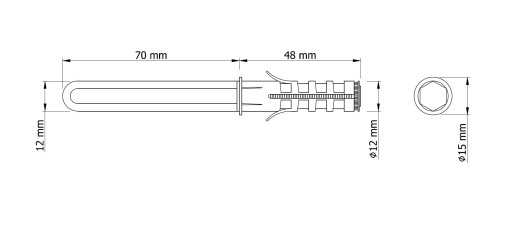Neviditeľné policové rameno, podpera police, uchytenie police 12 x 70 mm