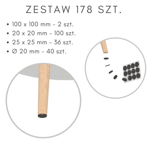 178 KS. Plsťové podložky pod nábytok, hnedá plsť