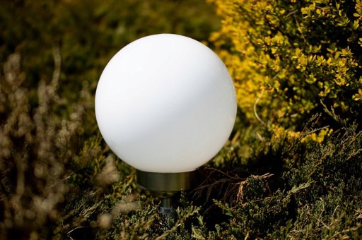 LED solárne záhradné svietidlo, biela guľa, 15 cm, zásuvné