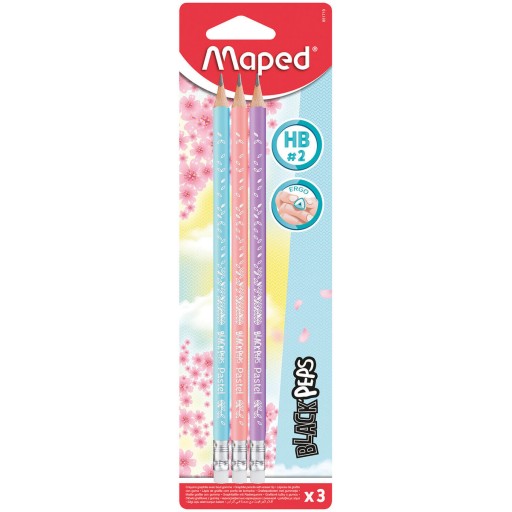 3 x ceruzka s gumou Blackpeps pastelová tvrdosť HB MAPED