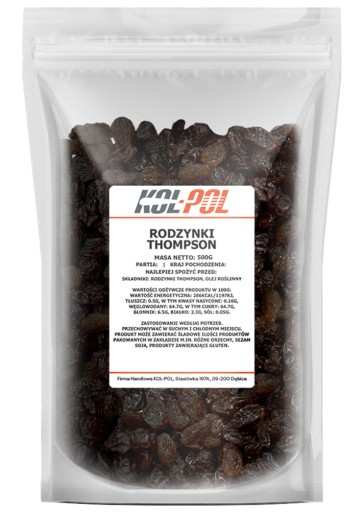 THOMPSON JUMBO RAISINS 500g Prírodné veľké čerstvé | KOL-POL