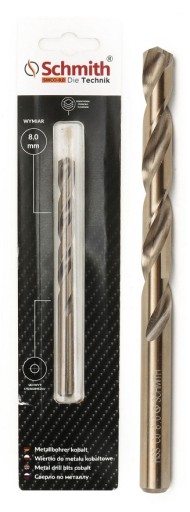 KOBALTOVÝ KOVOVÝ VŔTAČ VŔTAK 8mm HSS-Co 6% PRE OCELE LIATINU SILNÝ SCHMITH
