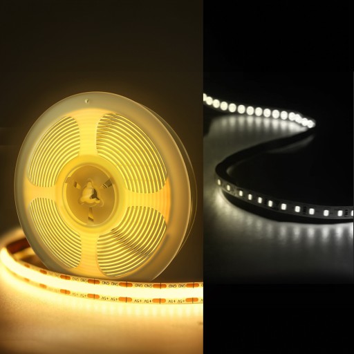 Neónový COB LED pás 24V 1m 320 diód 3000K TEPLÝ BIELY HOMOGÉN 8MM