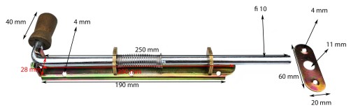 PRUŽINOVÁ ZÁPADKA DVERÍ 250 mm ÚZKA