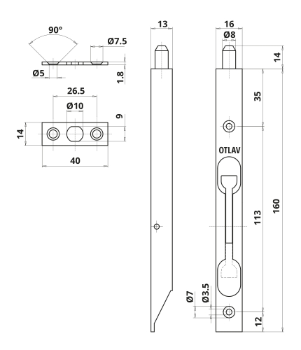 PREDNÁ BRÁNA BRÁNA OTLAV 160mm MOSADZ