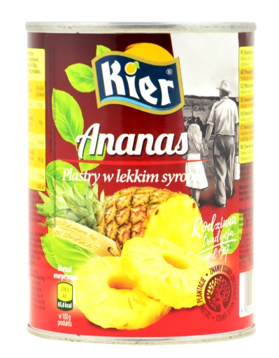 Ananásové plátky v light sirupe 565g Kier