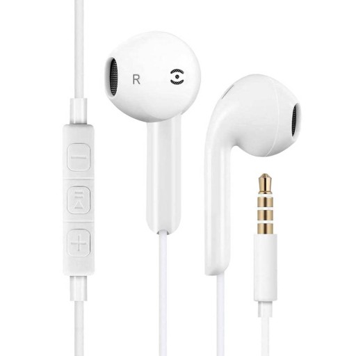 SLÚCHADLÁ DO UŠÍ S MIKROFÓNOM BIELY 3,5 mm KONEKTOR