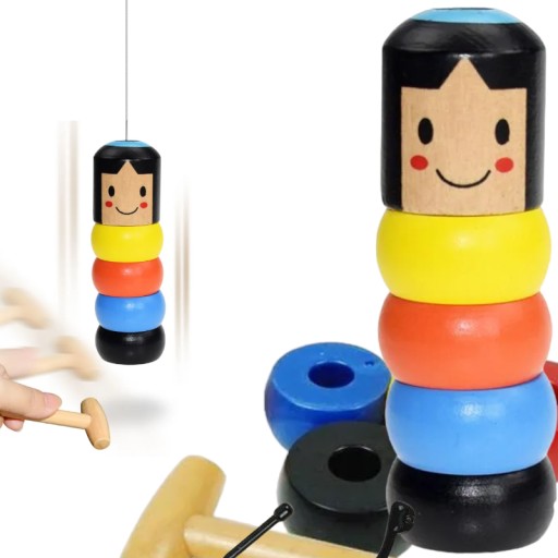 DREVENÁ HRAČKA PYRAMIDA S HRAČKAMI KLADIVO MONTESSORI BLOCKS