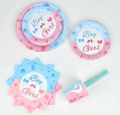 BOY alebo GIRL Baby Shower papierové taniere, 6 kusov, 18 cm