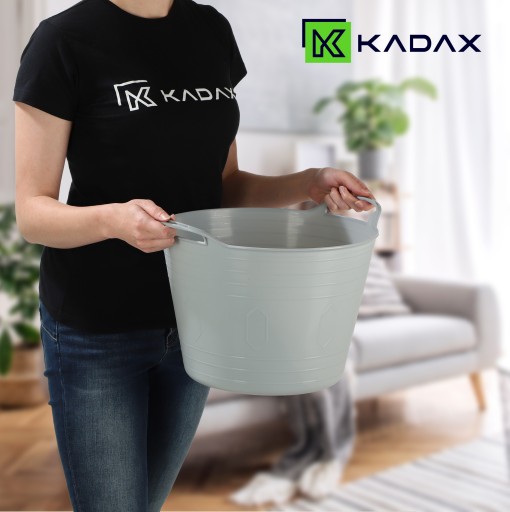 FLEXIBILNÝ PLASTOVÝ KOŠ NA PRÁDLO, UNIVERZÁLNY, 15L, SIVÉ RÚČKY