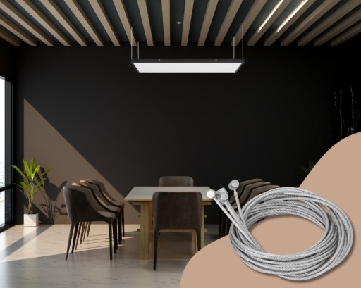 MONTÁŽ laniek k svietidlám, oceľové ZÁSUVNÉ LED PANELY, STROPNÉ, LINKA 1m 4x