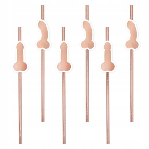 Slamky na pitie nápojov Penis Rose Gold Bachelorette Birthday 10pcs