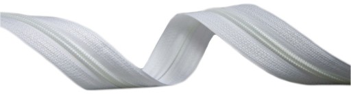 Páska na špirálový zips 5 mm, BIELA + 20 zipsov, 10 metrov
