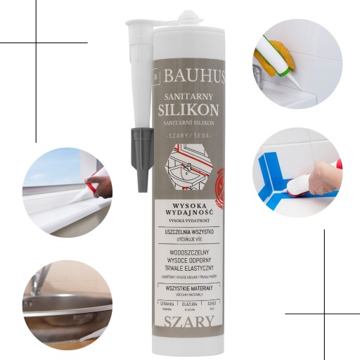 ŠEDÝ sanitárny silikón do kuchyne kúpeľňa Bauhus