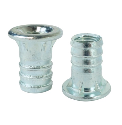 Zásuvka 10x M6 x 14 mm s golierom, tepaná nábytková vložka na drevo, nožičky