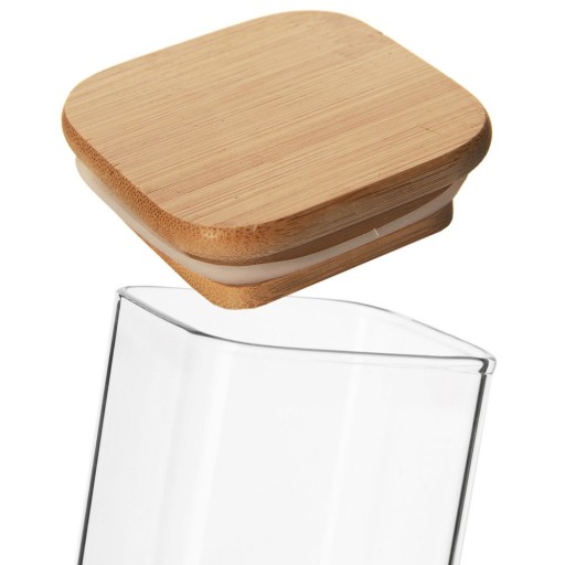 SKLENENÁ BAMBOO kuchynská nádoba na sypké potraviny, 600 ml