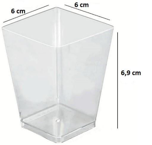 PLASTOVÉ NÁDOBKY 150ml 24KS Štvorcový hrnček PYRAMÍDA NA DEZERTY DEZERTY