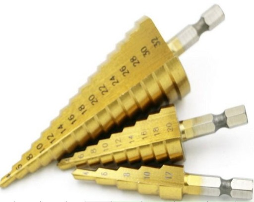 KROKOVÉ KUŽELOVÉ VRTÁKY 4-32MM SADA x3