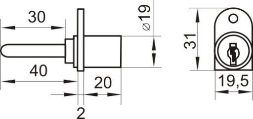 SISO centrálny nábytkový zámok fi19mm MASTER KEY